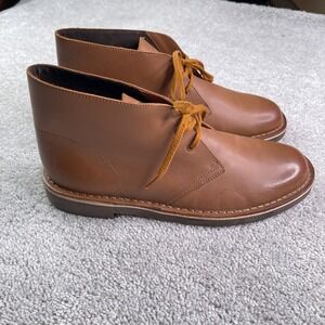 Clarks Bushacre 2 Chukka Boots Mens Size 9.5 Brown Leather Lace Up Desert Shoes